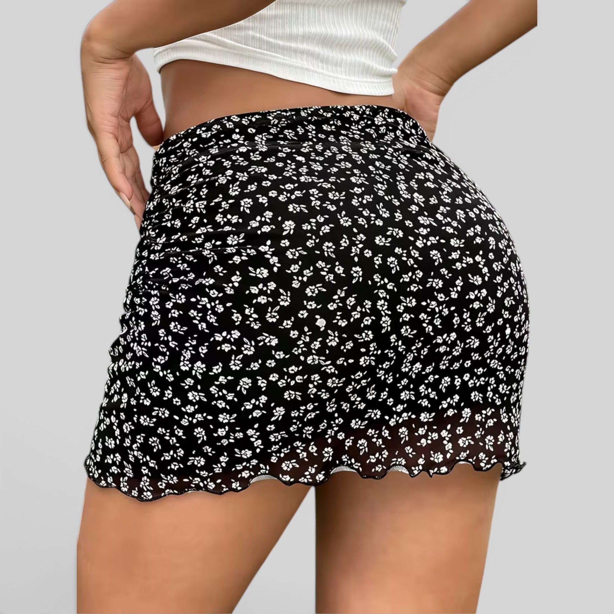 Foxi - Women's Floral Mini Skirt, Casual Summer Style
