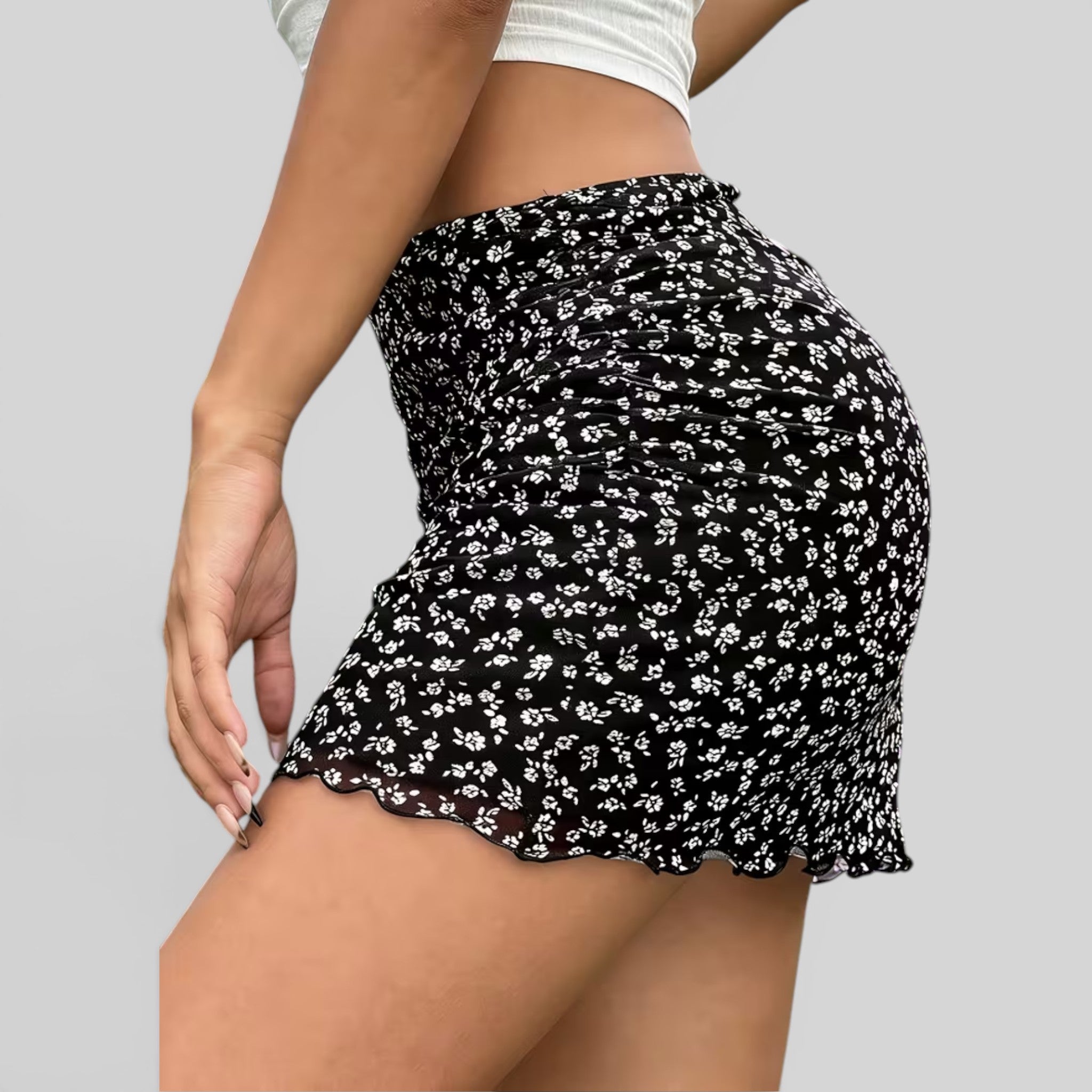 Foxi - Women's Floral Mini Skirt, Casual Summer Style