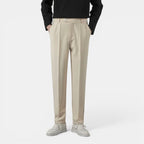 Foxi - Men's Straight-Leg Trousers, Solid Casual Fit