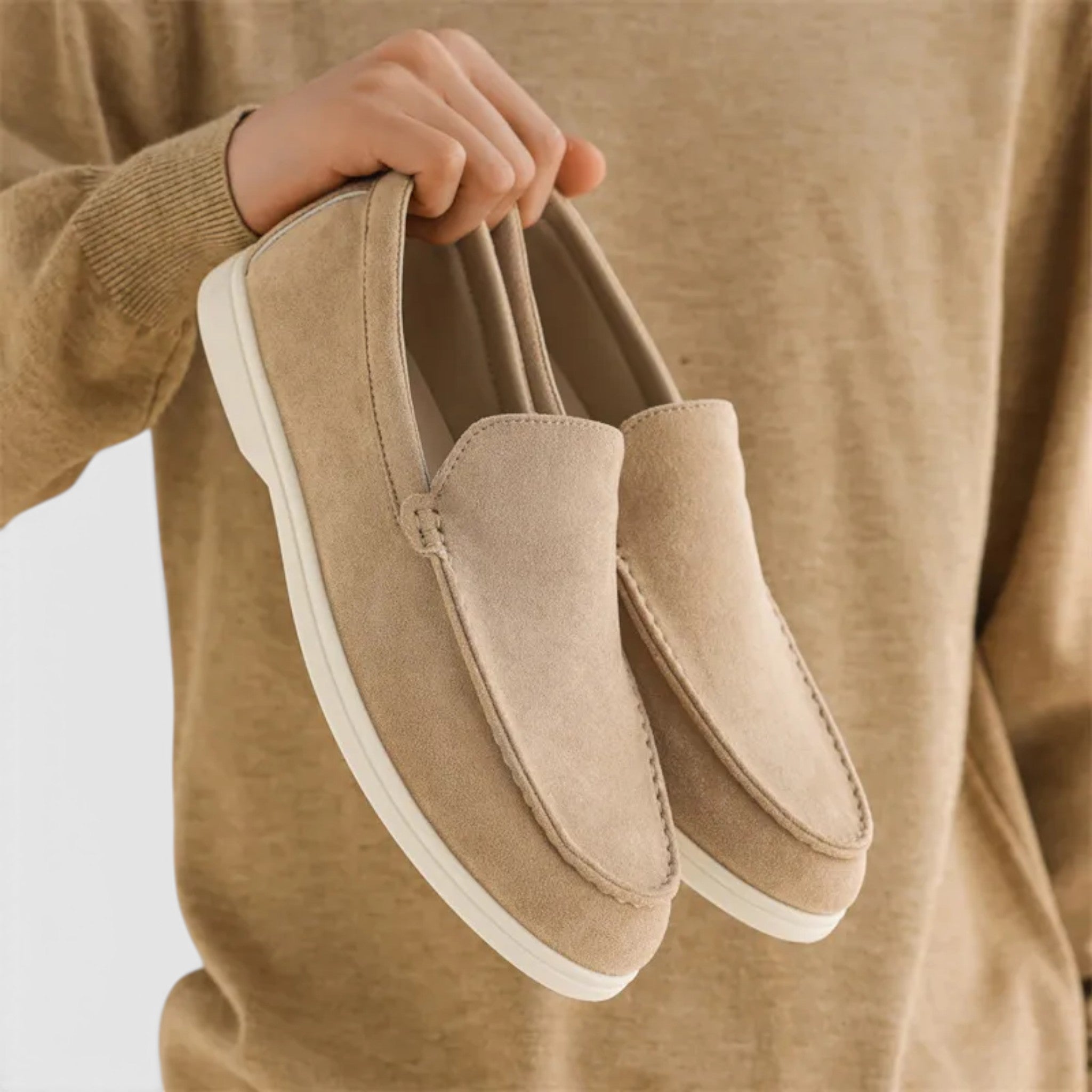 Foxi - Men's Suede Loafers, Frosted Flat Slip-On Shoes