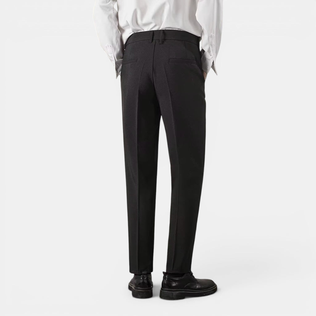 Foxi - Men's Straight-Leg Trousers, Solid Casual Fit