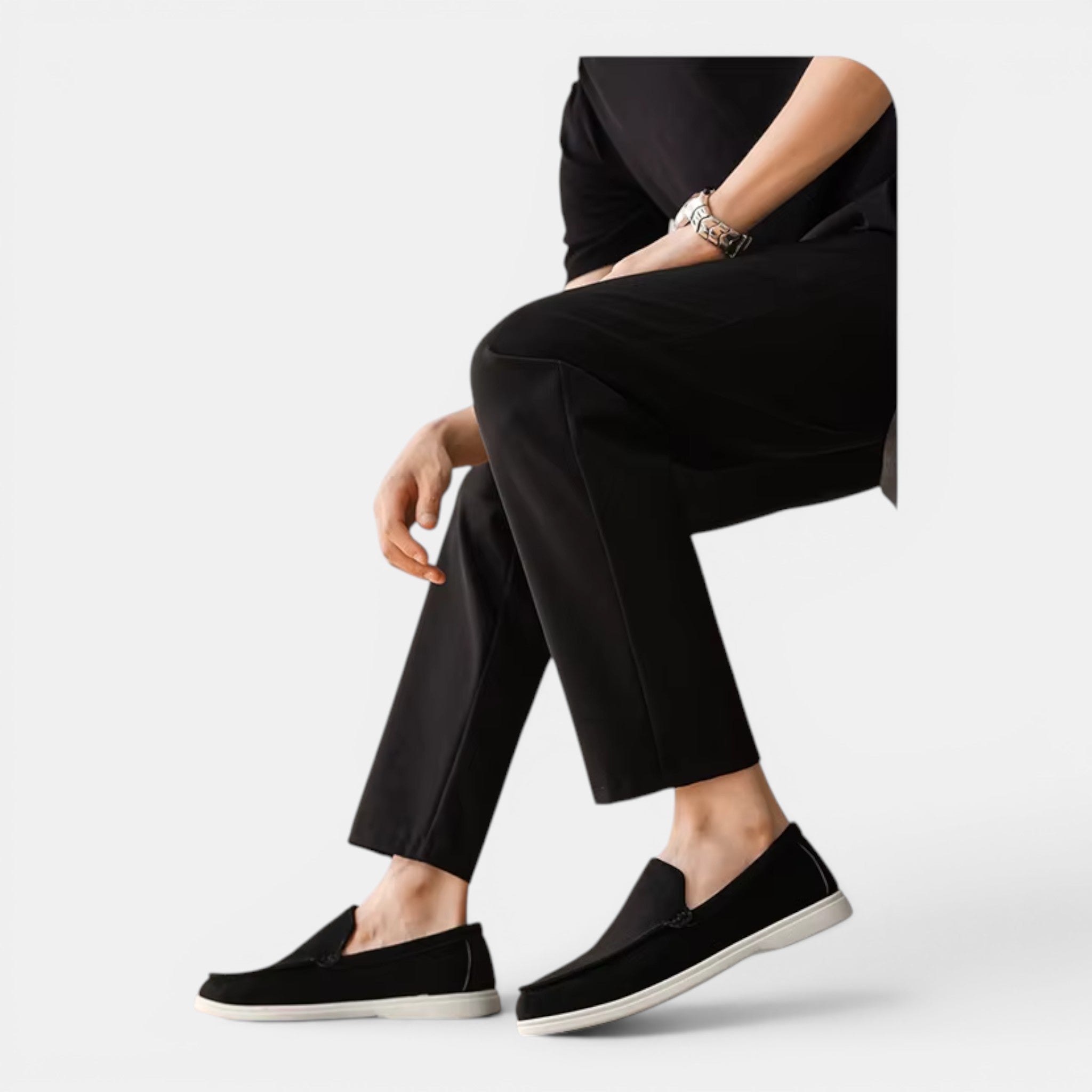 Foxi - Men's Suede Loafers, Frosted Flat Slip-On Shoes