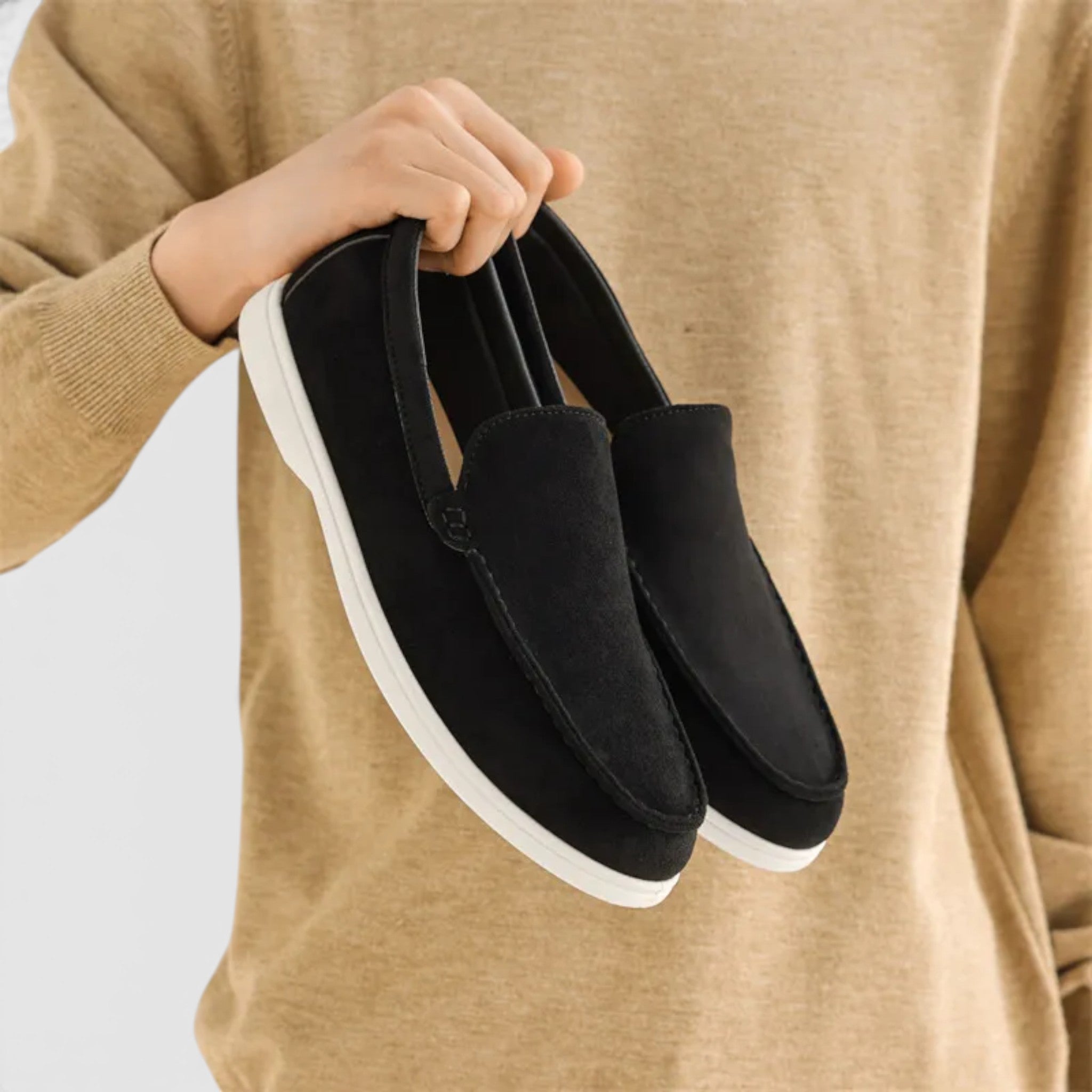 Foxi - Men's Suede Loafers, Frosted Flat Slip-On Shoes