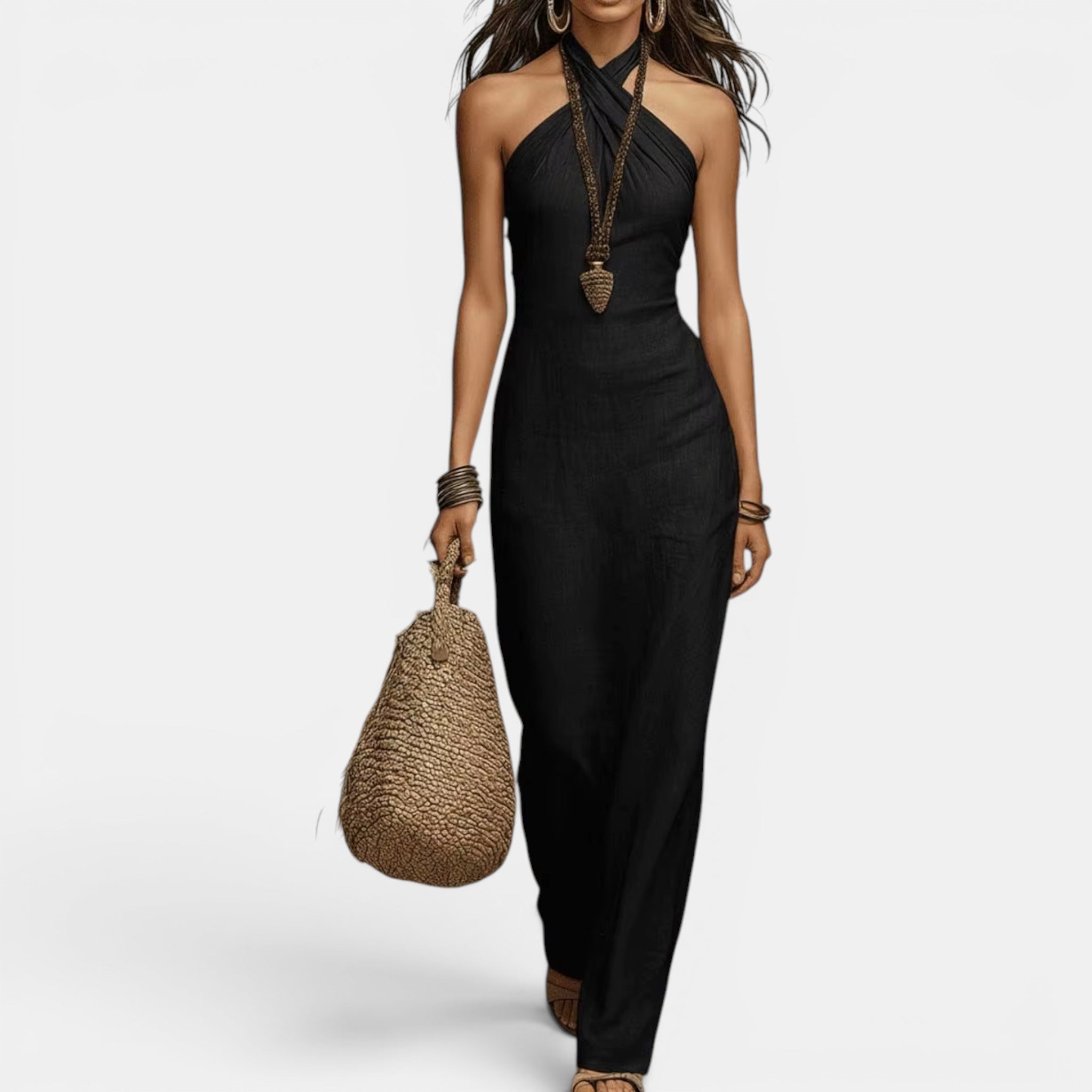 Foxi - Women's Off-Shoulder Dress, Bohemian Sleeveless