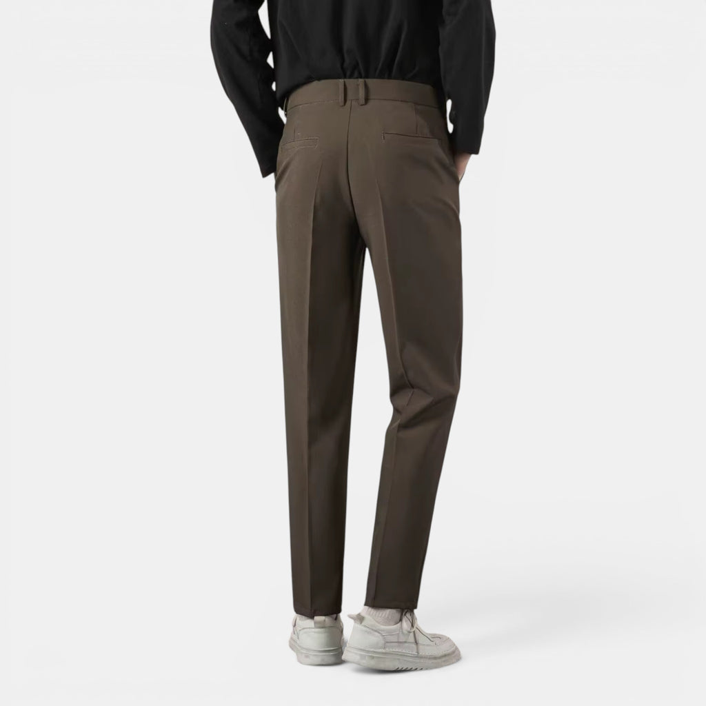 Foxi - Men's Straight-Leg Trousers, Solid Casual Fit