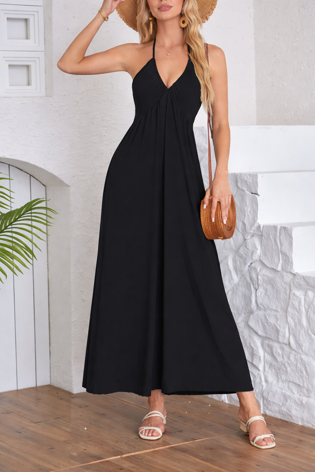Emma | Elegant Flowy Maxi Dress V Neck
