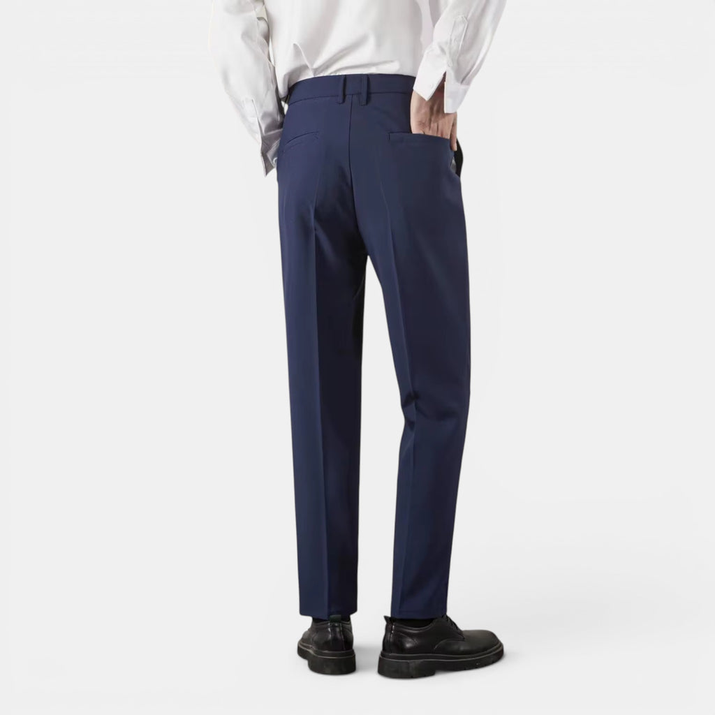 Foxi - Men's Straight-Leg Trousers, Solid Casual Fit