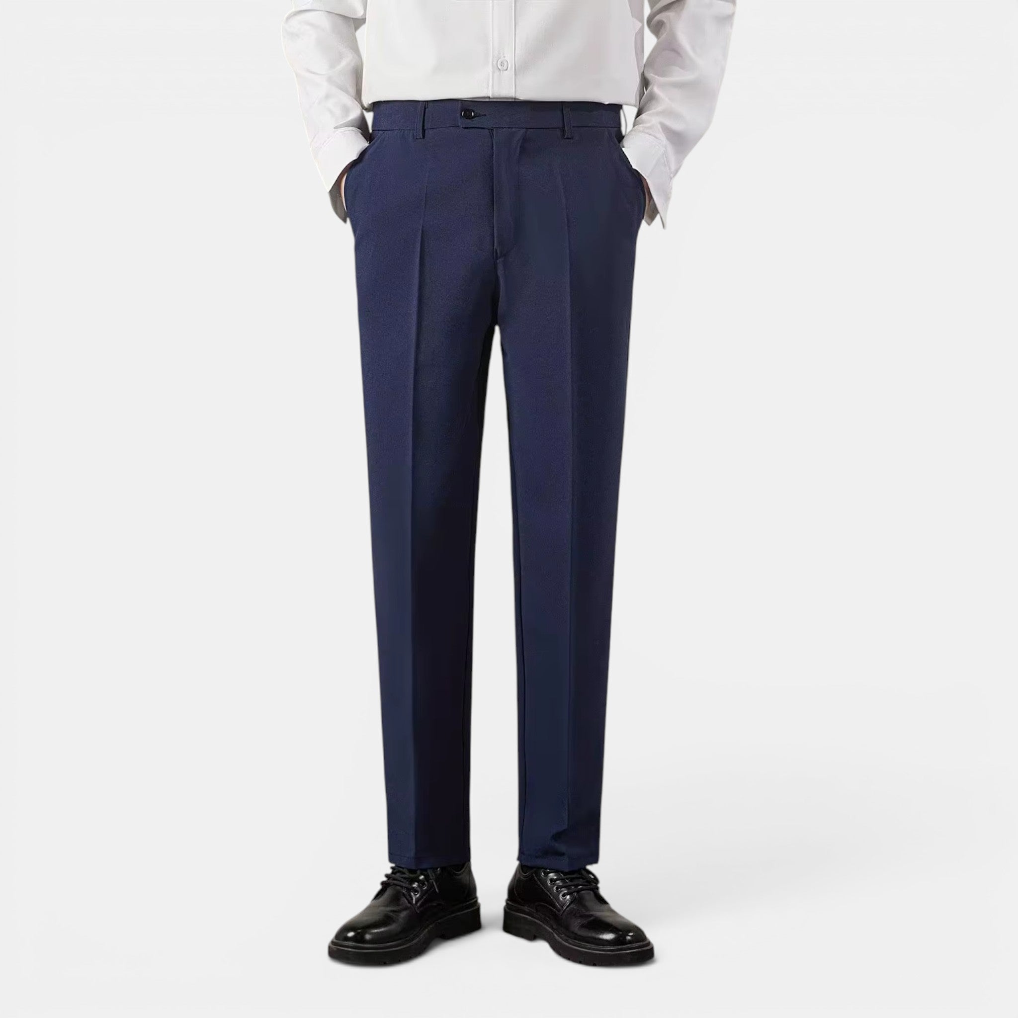 Foxi - Men's Straight-Leg Trousers, Solid Casual Fit