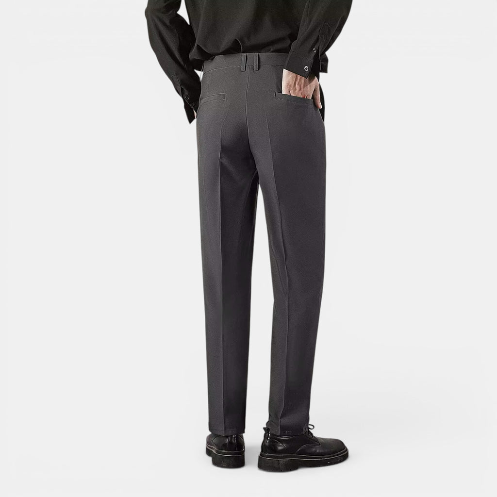 Foxi - Men's Straight-Leg Trousers, Solid Casual Fit