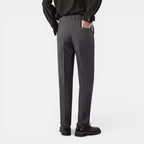 Foxi - Men's Straight-Leg Trousers, Solid Casual Fit