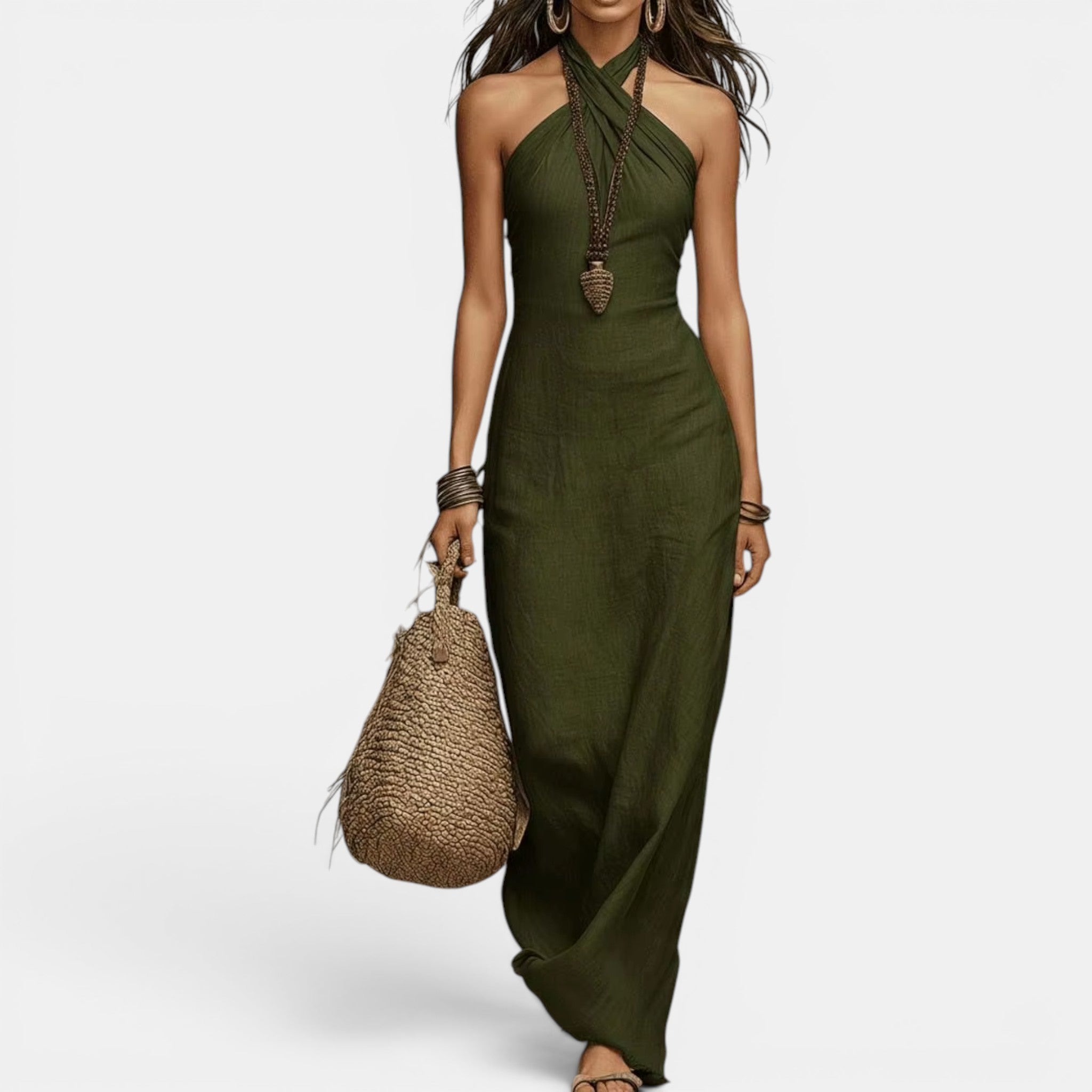 Foxi - Women's Off-Shoulder Dress, Bohemian Sleeveless