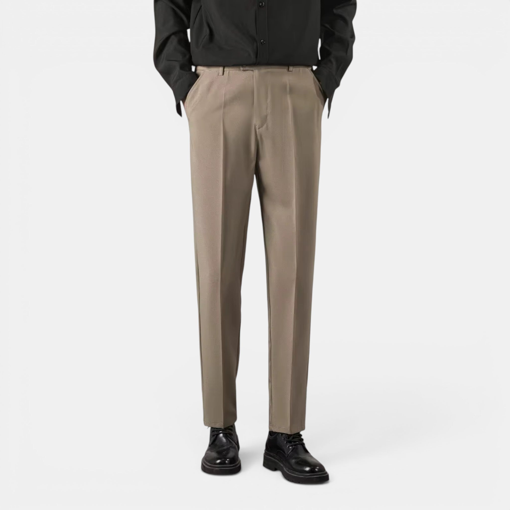 Foxi - Men's Straight-Leg Trousers, Solid Casual Fit