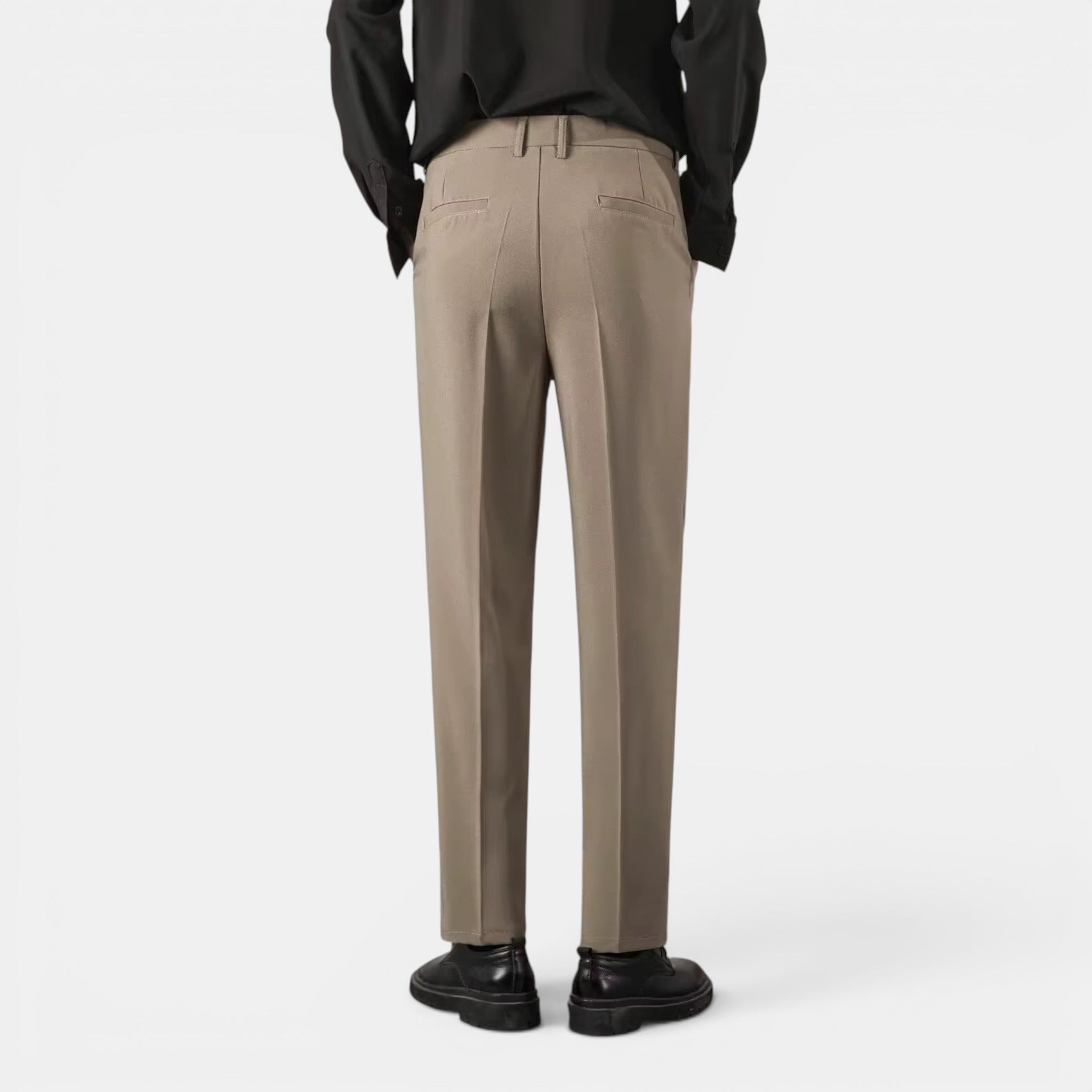 Foxi - Men's Straight-Leg Trousers, Solid Casual Fit