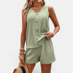 Foxi - Women's Linen Blend Top, Sleeveless Mock Neck