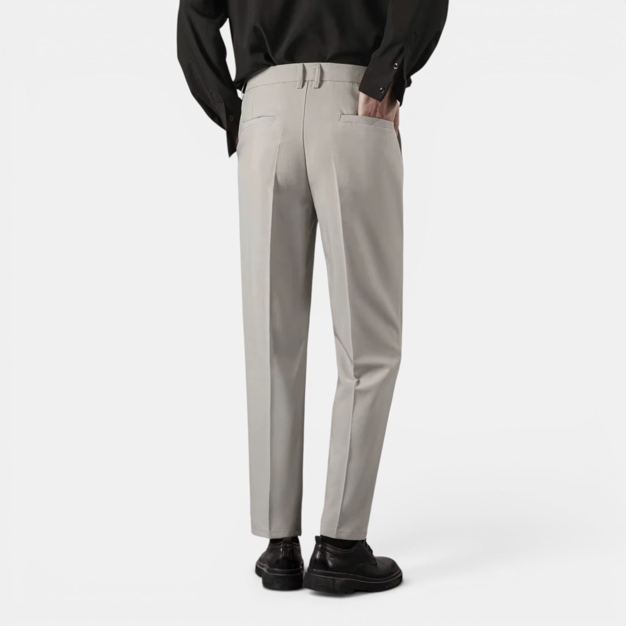 Foxi - Men's Straight-Leg Trousers, Solid Casual Fit