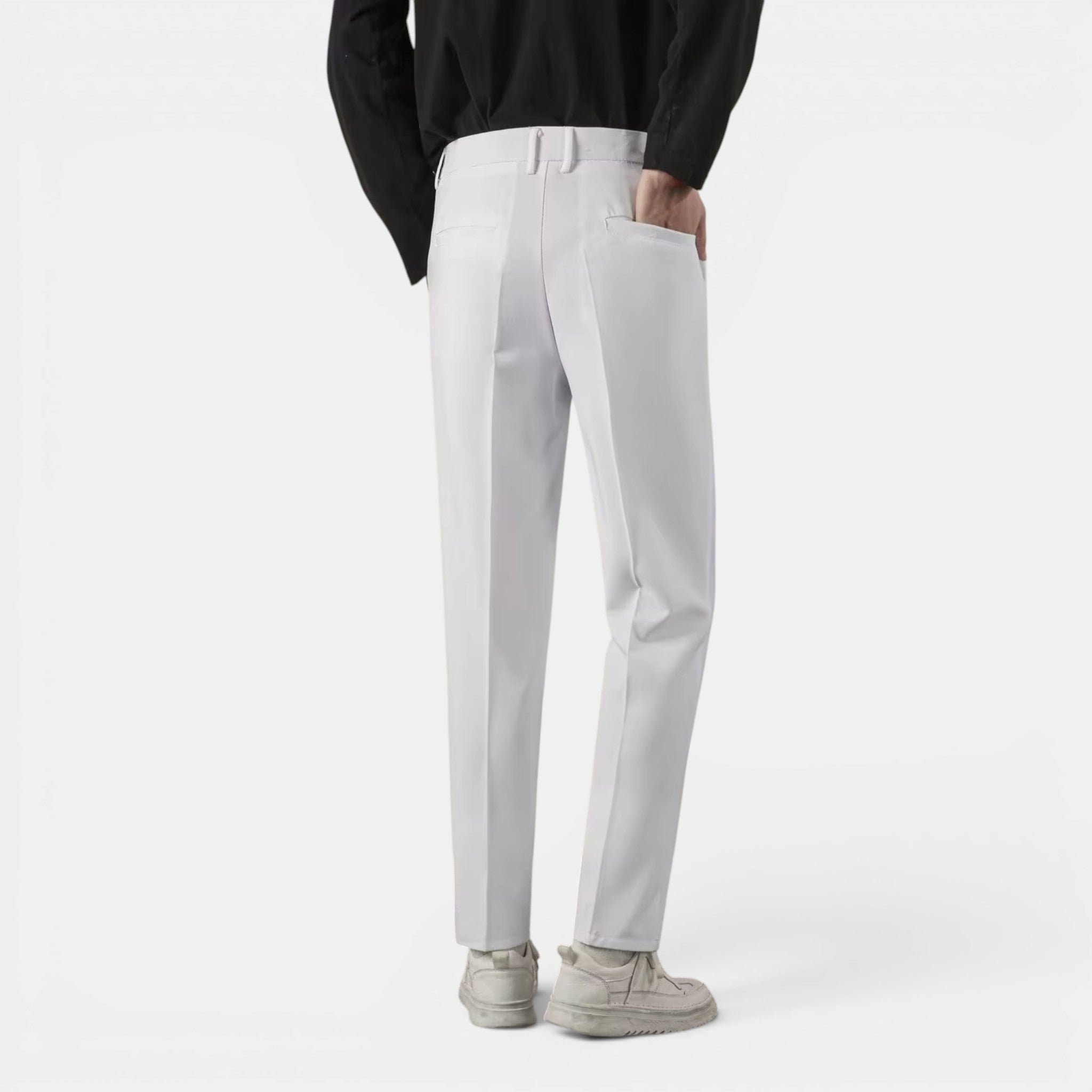 Foxi - Men's Straight-Leg Trousers, Solid Casual Fit