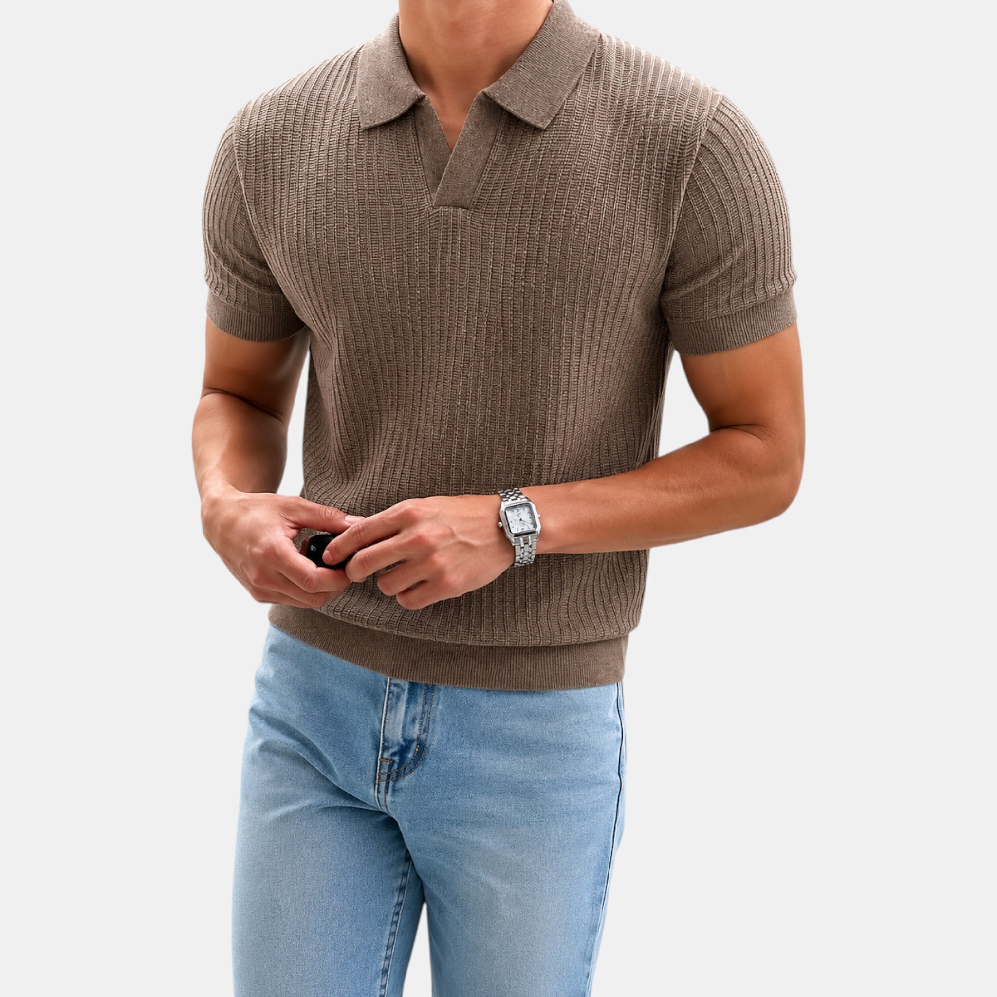 Foxi - Men's Slim Fit Polo Shirt, Cotton Summer Top