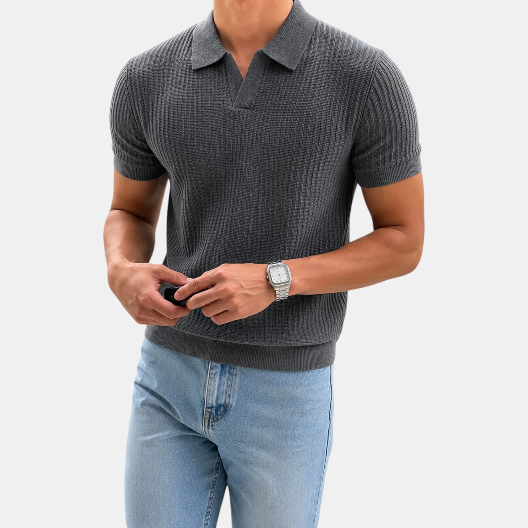 Foxi - Men's Slim Fit Polo Shirt, Cotton Summer Top