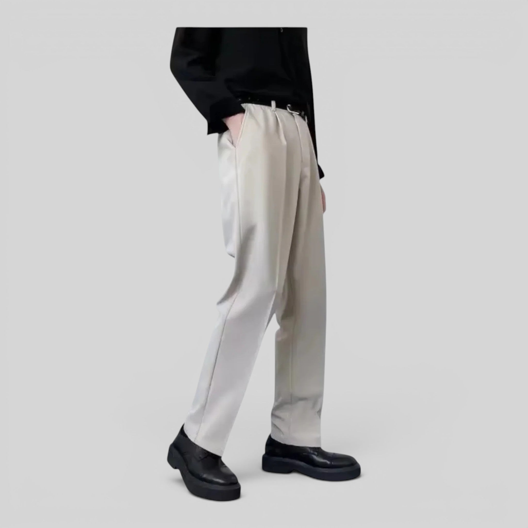 Foxi - Men's Loose Fit Trousers Straight Casual Pants