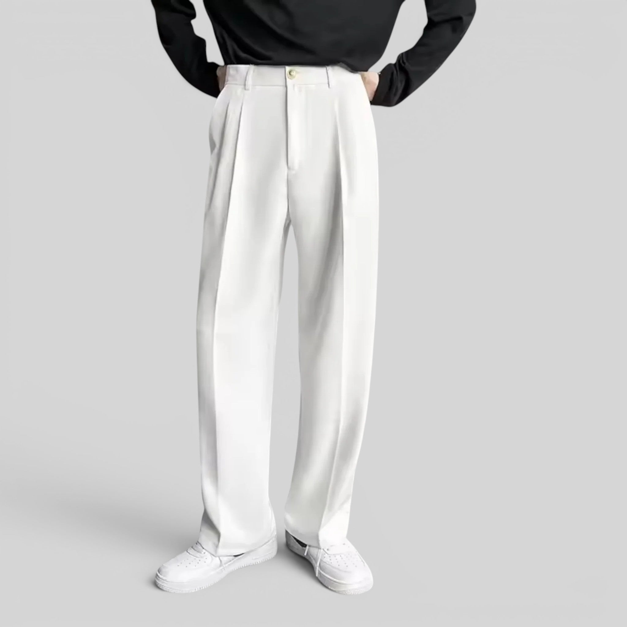 Foxi - Men's Loose Fit Trousers Straight Casual Pants