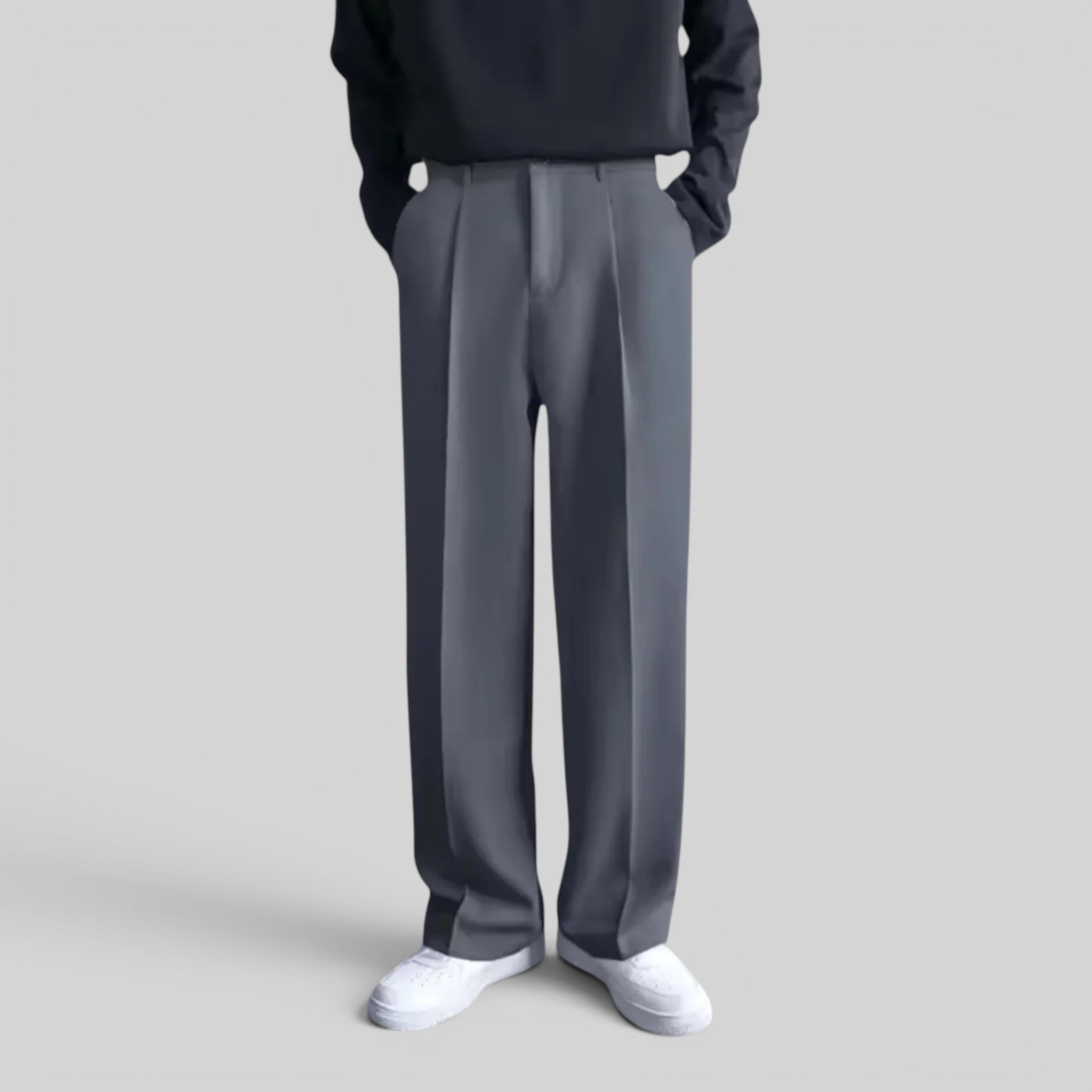 Foxi - Men's Loose Fit Trousers Straight Casual Pants