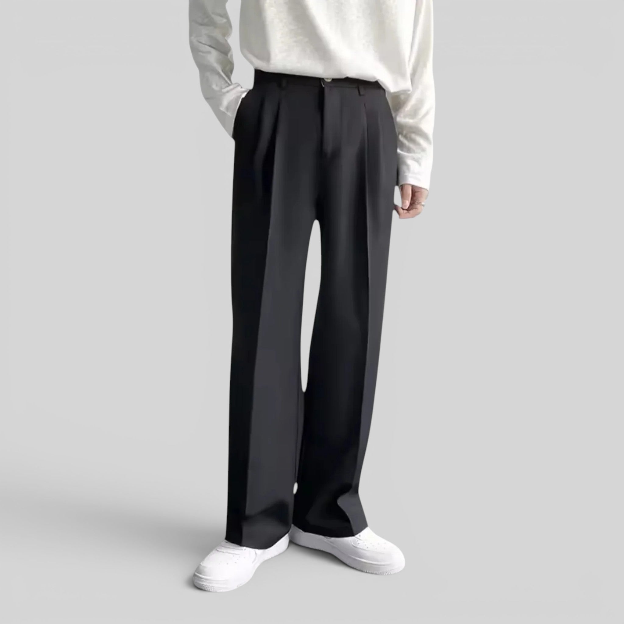 Foxi - Men's Loose Fit Trousers Straight Casual Pants