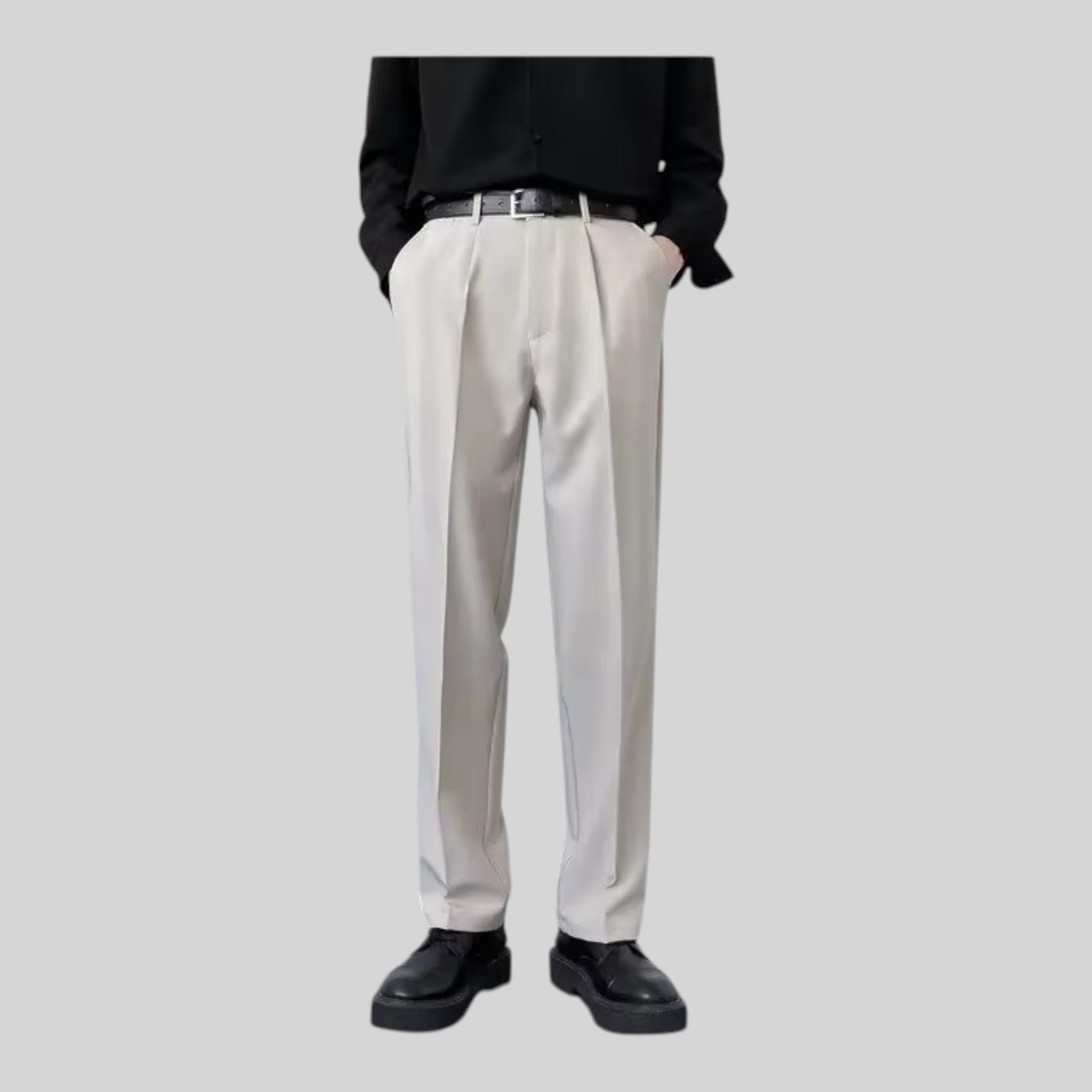 Foxi - Men's Loose Fit Trousers Straight Casual Pants