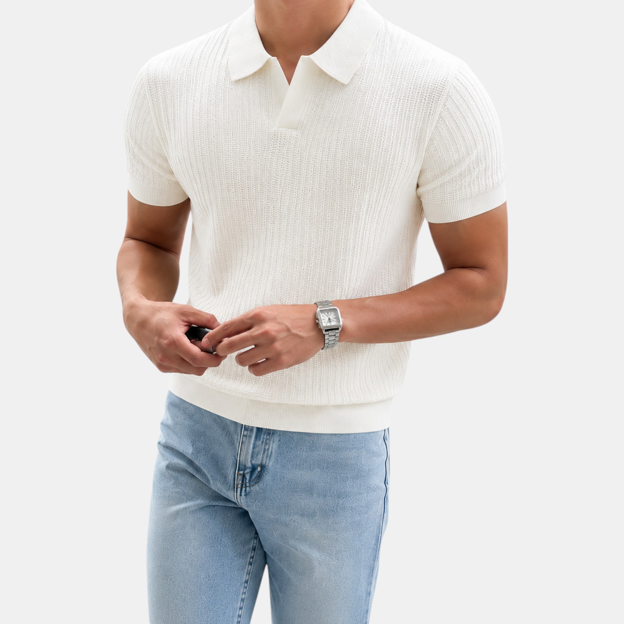 Foxi - Men's Slim Fit Polo Shirt, Cotton Summer Top