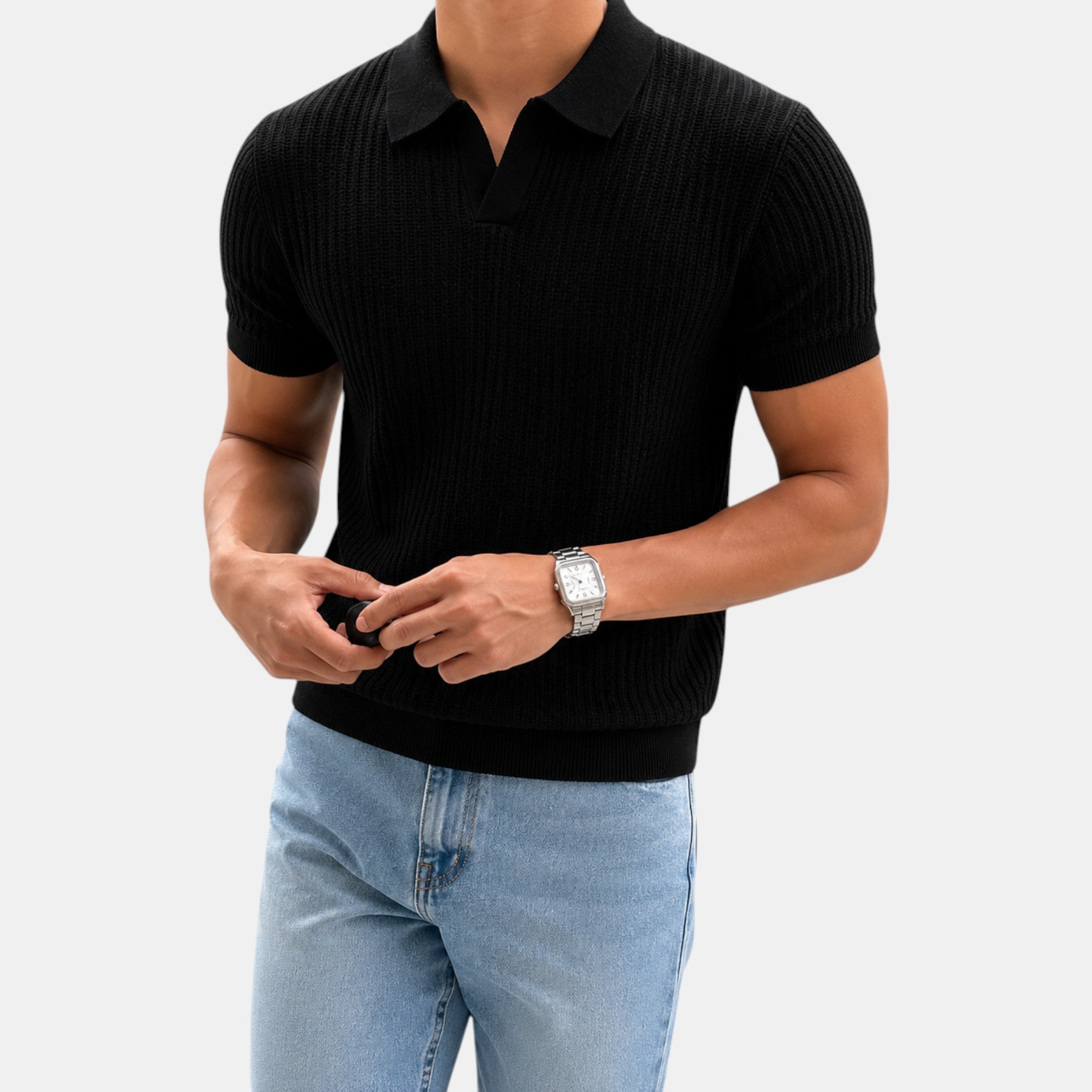 Foxi - Men's Slim Fit Polo Shirt, Cotton Summer Top